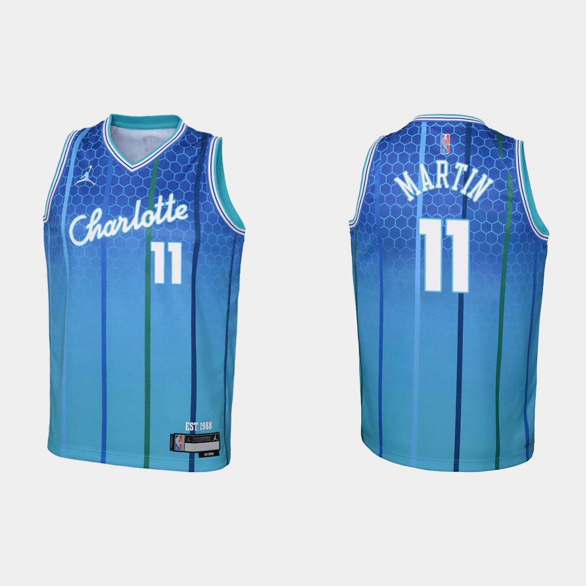 2021-22 Charlotte Hornets #11 Cody Martin 75th Anniversary City Blue Jersey Youth