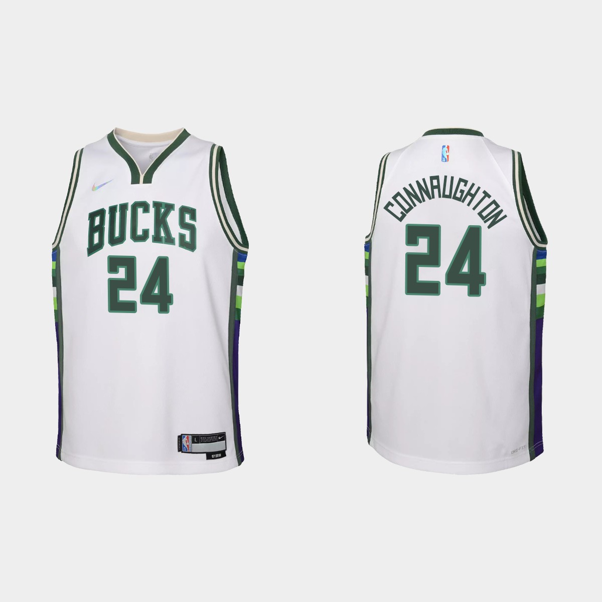 2021-22 Milwaukee Bucks #24 Pat Connaughton 75th Anniversary City White Jersey Youth