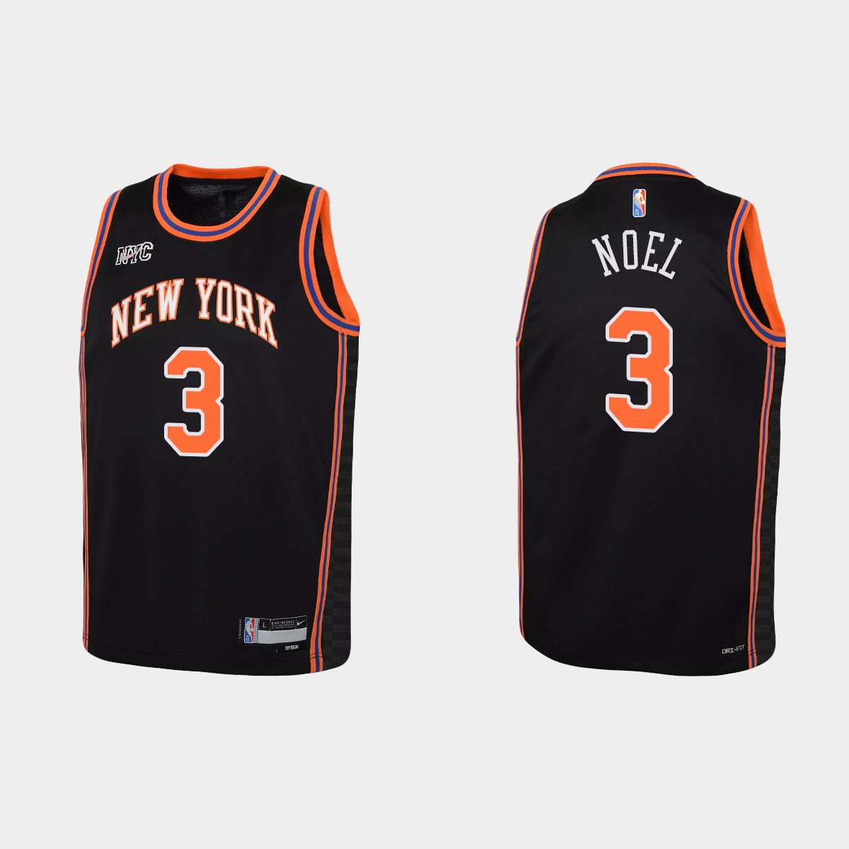 2021-22 New York Knicks #3 Nerlens Noel 75th Anniversary City Black Jersey Youth