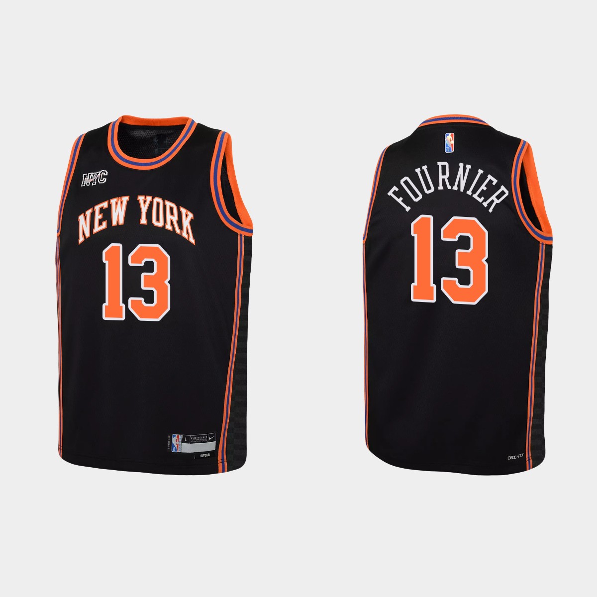 2021-22 New York Knicks #13 Evan Fournier 75th Anniversary City Black Jersey Youth