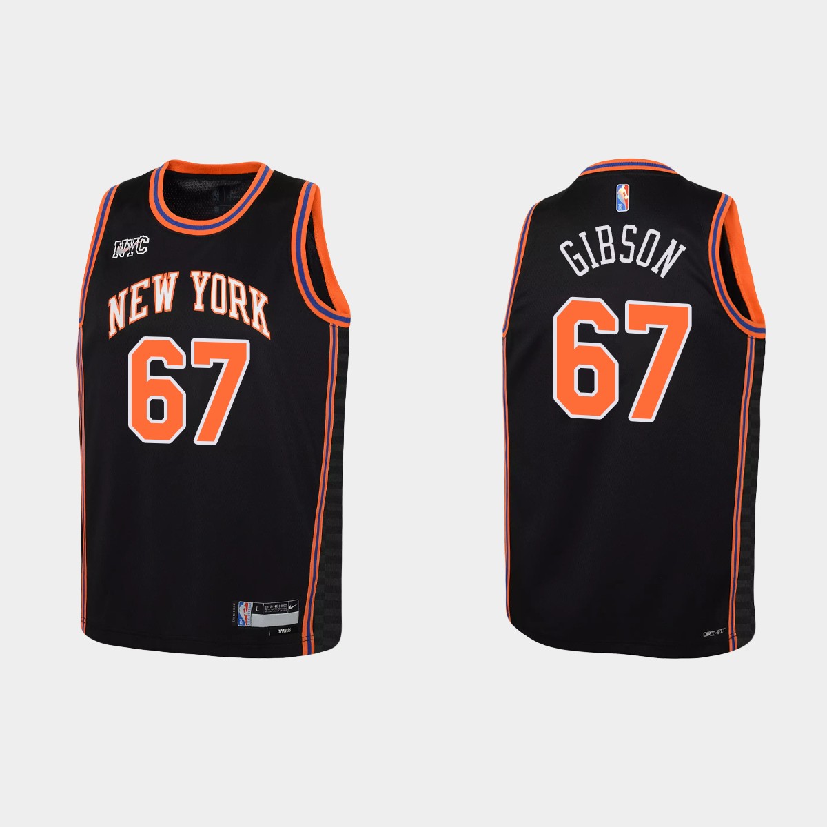 2021-22 New York Knicks #67 Taj Gibson 75th Anniversary City Black Jersey Youth