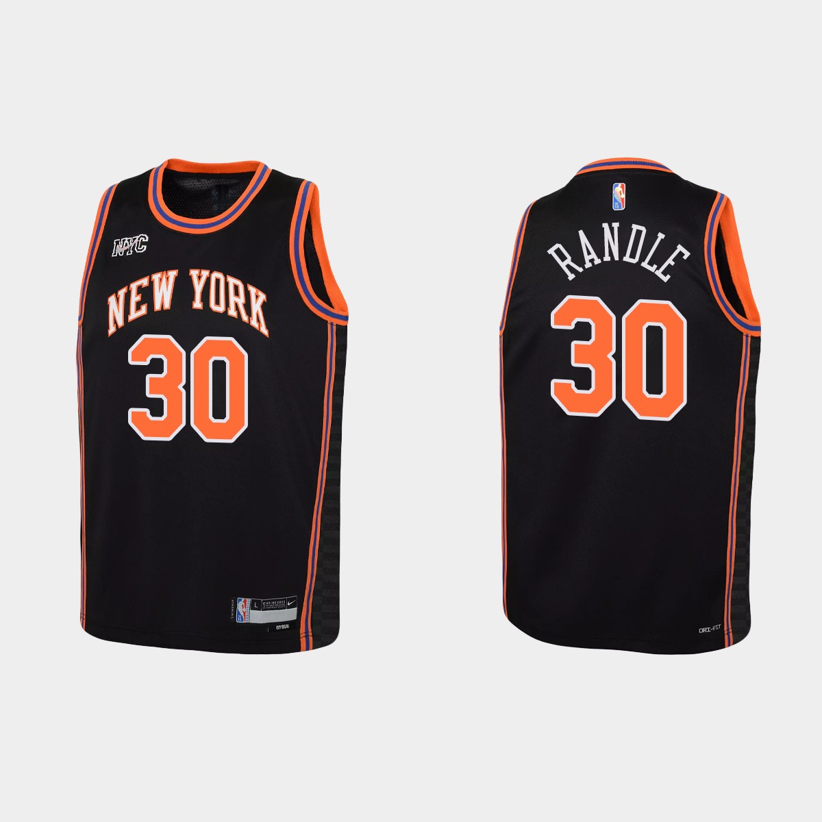 2021-22 New York Knicks #30 Julius Randle 75th Anniversary City Black Jersey Youth