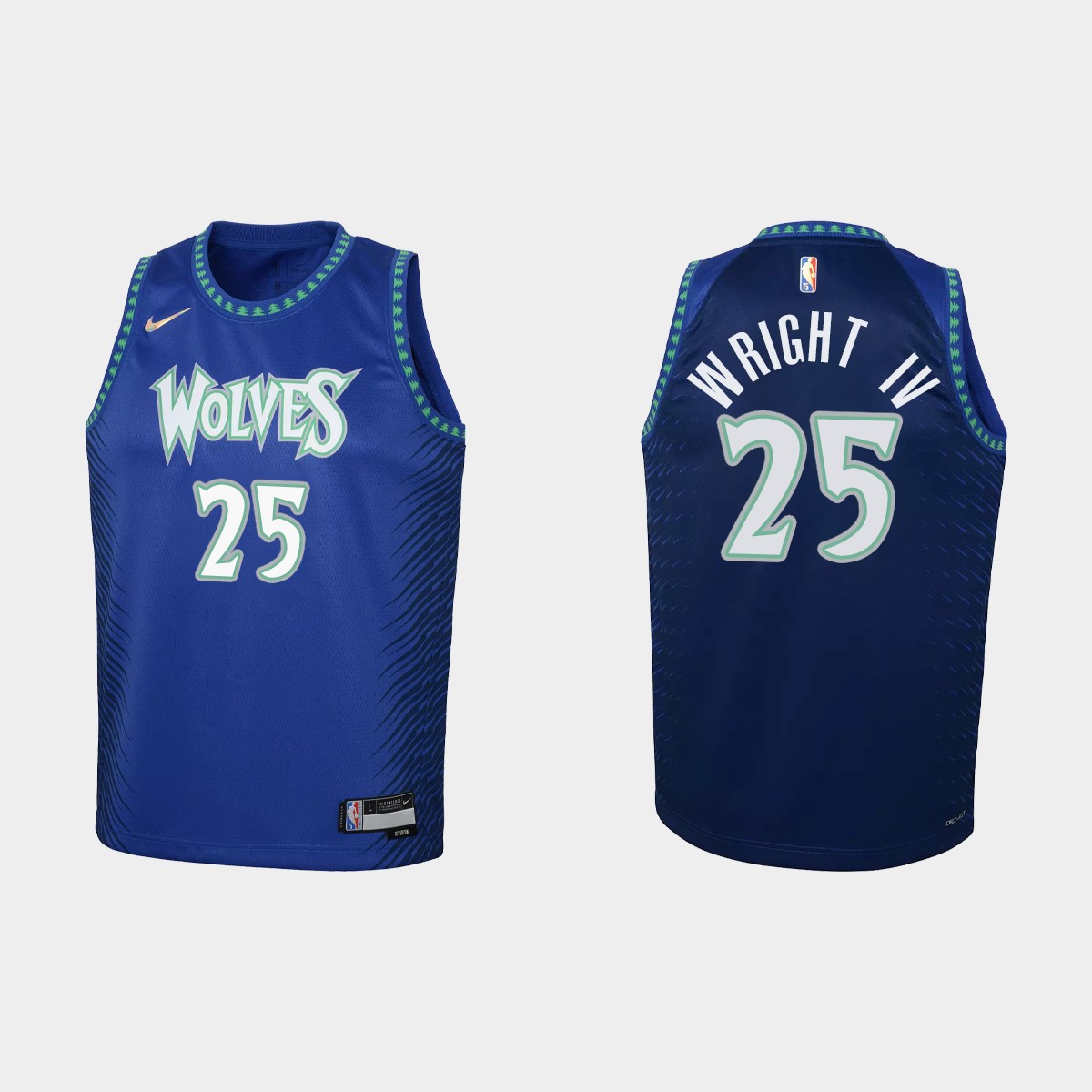 2021-22 Minnesota Timberwolves #25 McKinley Wright IV 75th Anniversary City Blue Jersey Youth