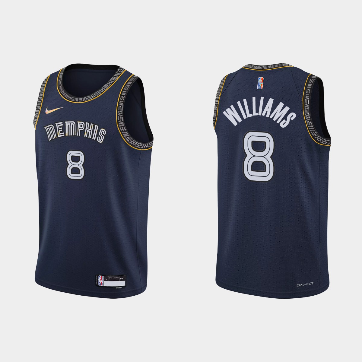 2021-22 Memphis Grizzlies No. 8 Ziaire Williams 75th Anniversary City Navy Jersey
