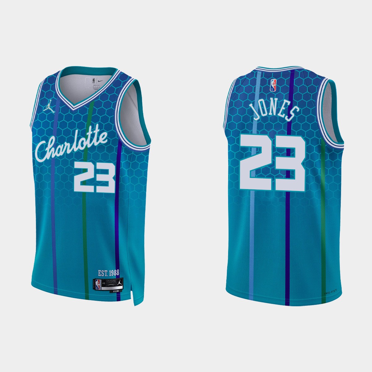 2021-22 Charlotte Hornets No. 23 Kai Jones 75th Anniversary City Blue Jersey