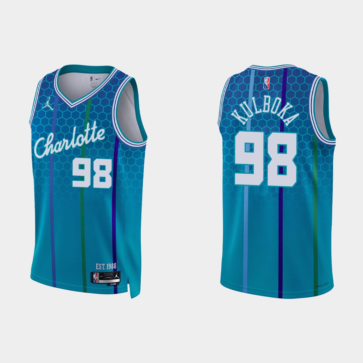 2021-22 Charlotte Hornets No. 98 Arnoldas Kulboka 75th Anniversary City Blue Jersey