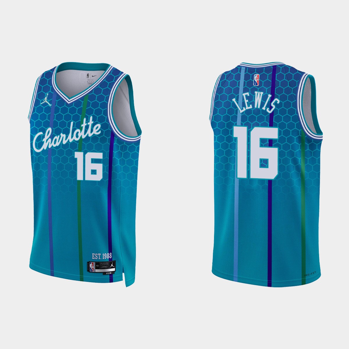 2021-22 Charlotte Hornets No. 16 Scottie Lewis 75th Anniversary City Blue Jersey