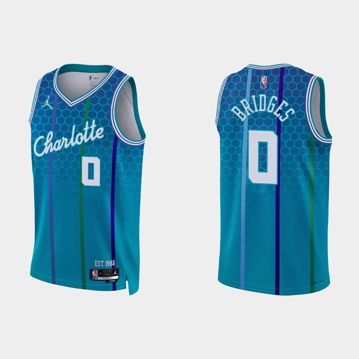 2021-22 Charlotte Hornets No. 0 Miles Bridges 75th Anniversary City Blue Jersey