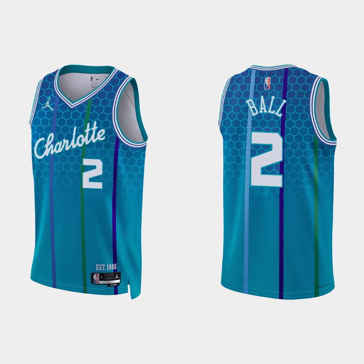 2021-22 Charlotte Hornets No. 2 LaMelo Ball 75th Anniversary City Blue Jersey
