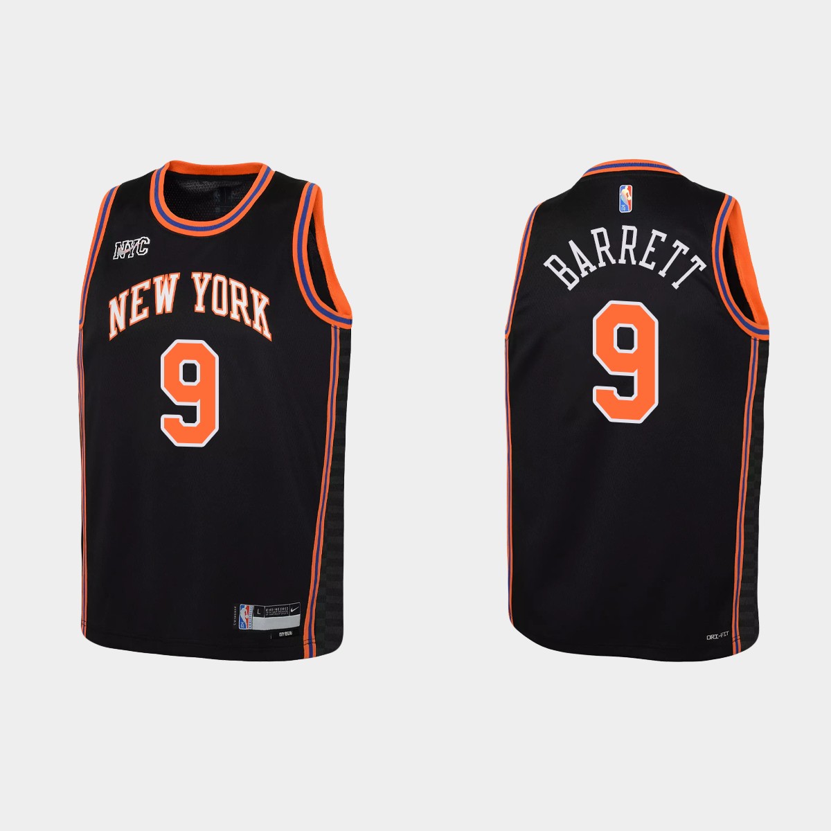 2021-22 New York Knicks #9 RJ Barrett 75th Anniversary City Black Jersey Youth
