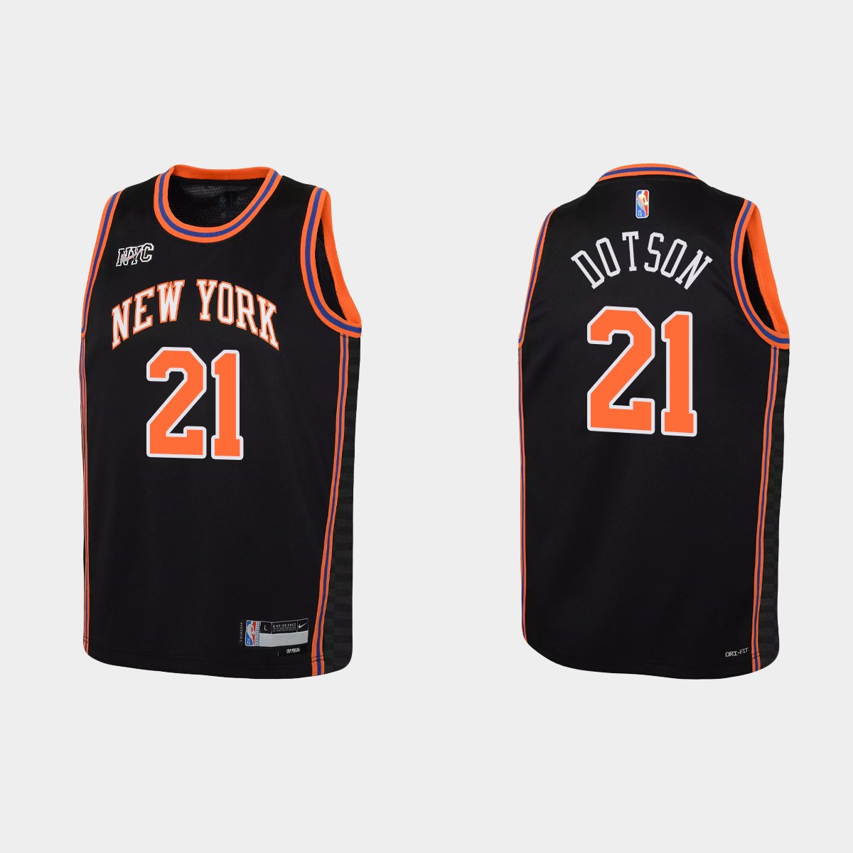 2021-22 New York Knicks #21 Damyean Dotson 75th Anniversary City Black Jersey Youth