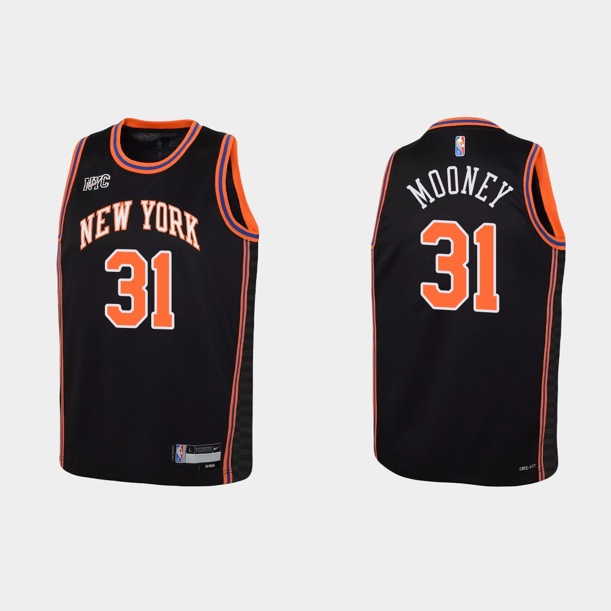 2021-22 New York Knicks #31 Matt Mooney 75th Anniversary City Black Jersey Youth