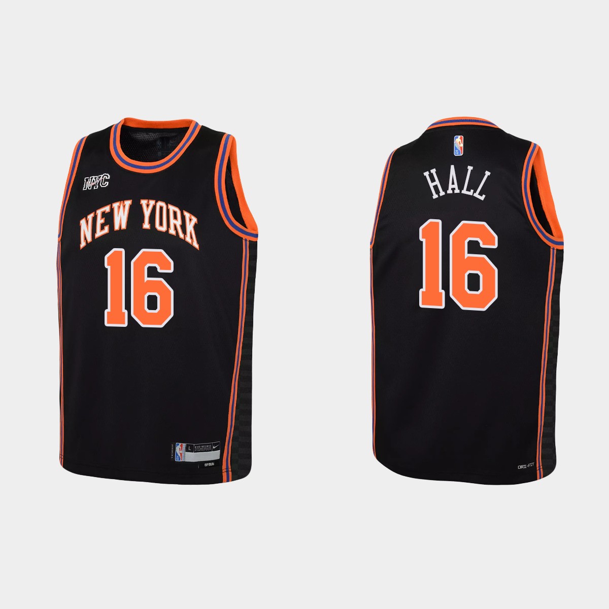 2021-22 New York Knicks #16 Tyler Hall 75th Anniversary City Black Jersey Youth