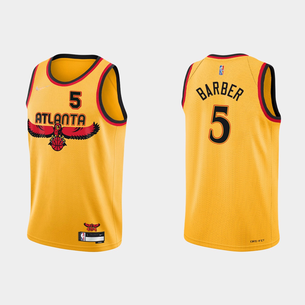 2021-22 Atlanta Hawks No. 5 Cat Barber 75th Anniversary City Gold Jersey