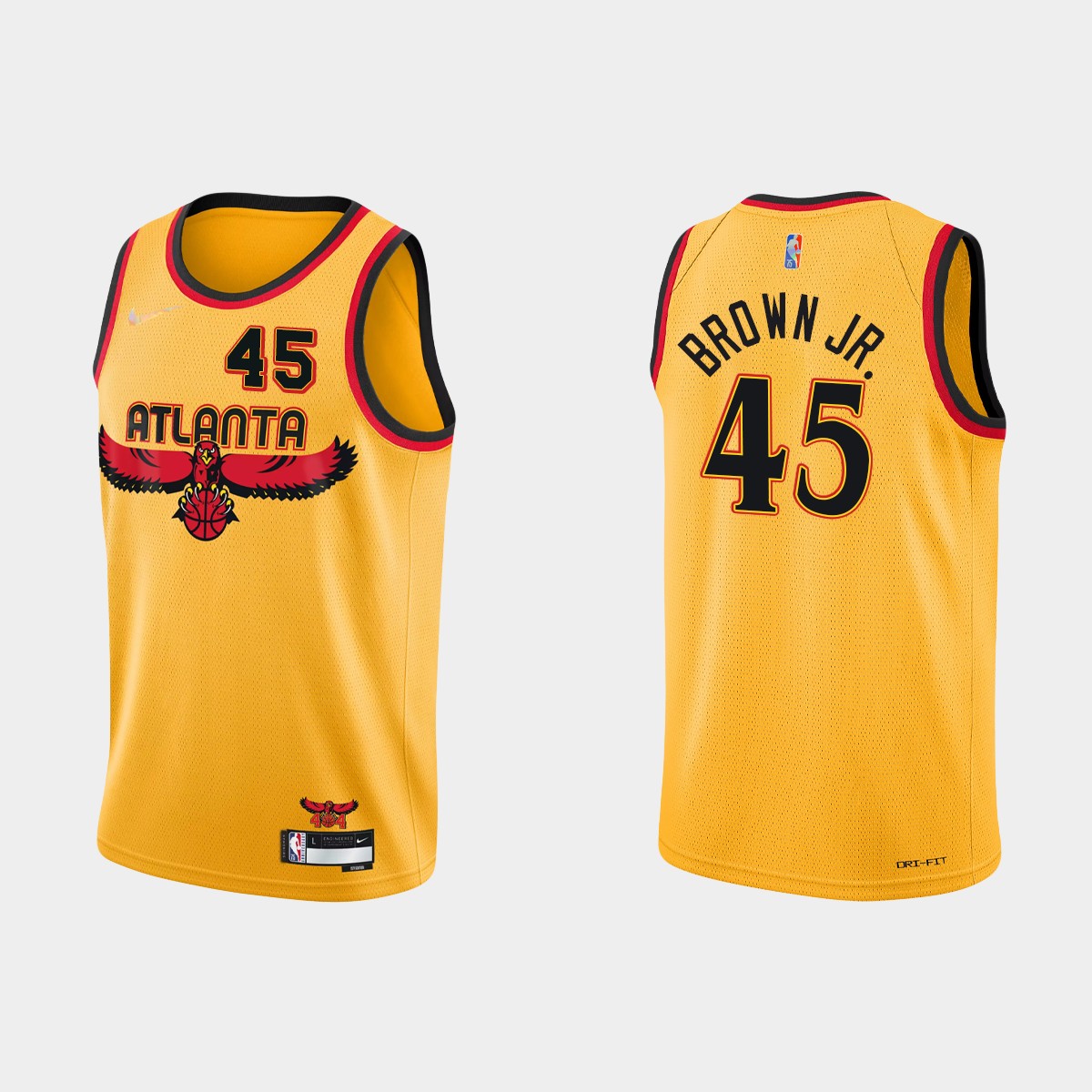 2021-22 Atlanta Hawks No. 45 Chaundee Brown Jr. 75th Anniversary City Gold Jersey