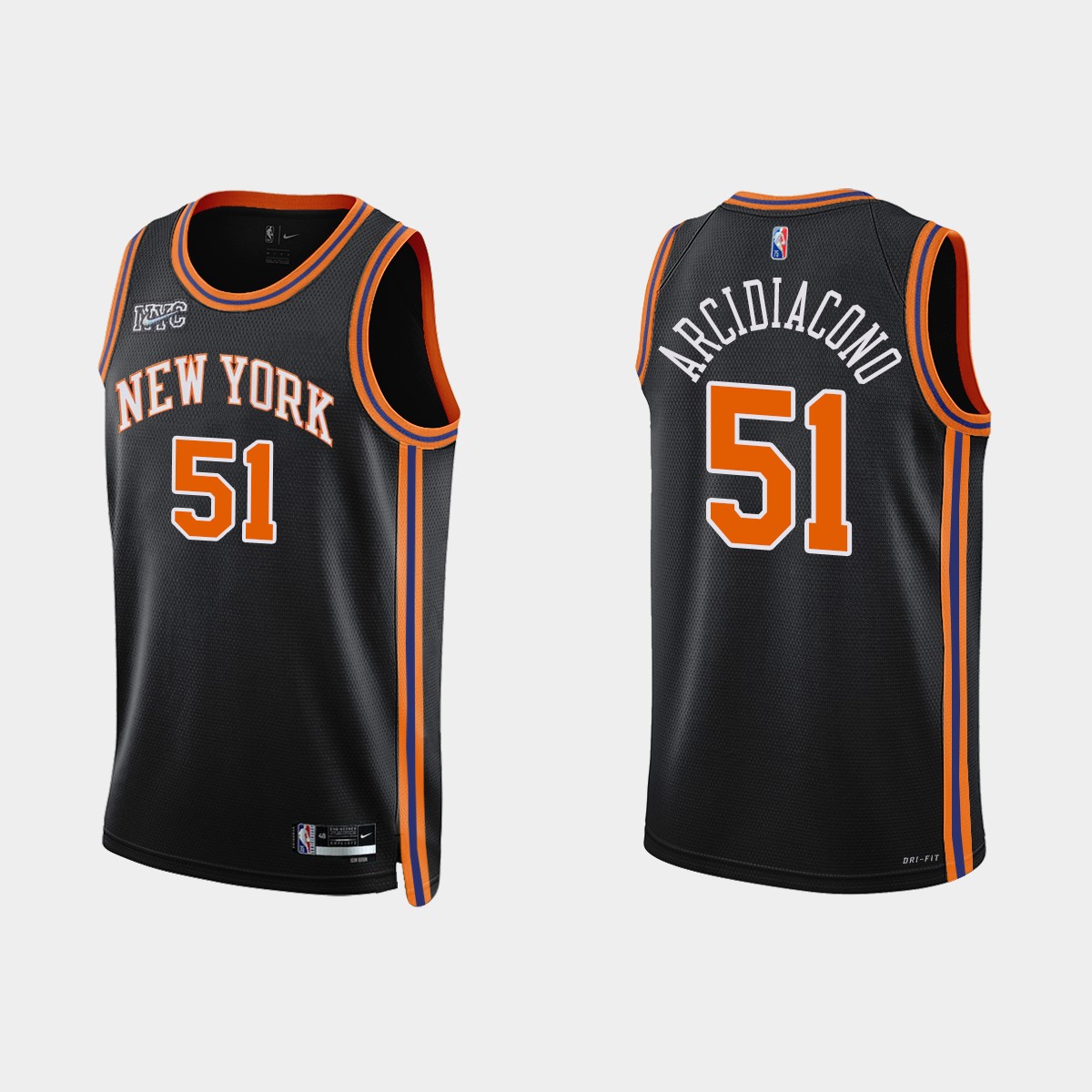 2021-22 New York Knicks No. 51 Ryan Arcidiacono 75th Anniversary City Black Jersey