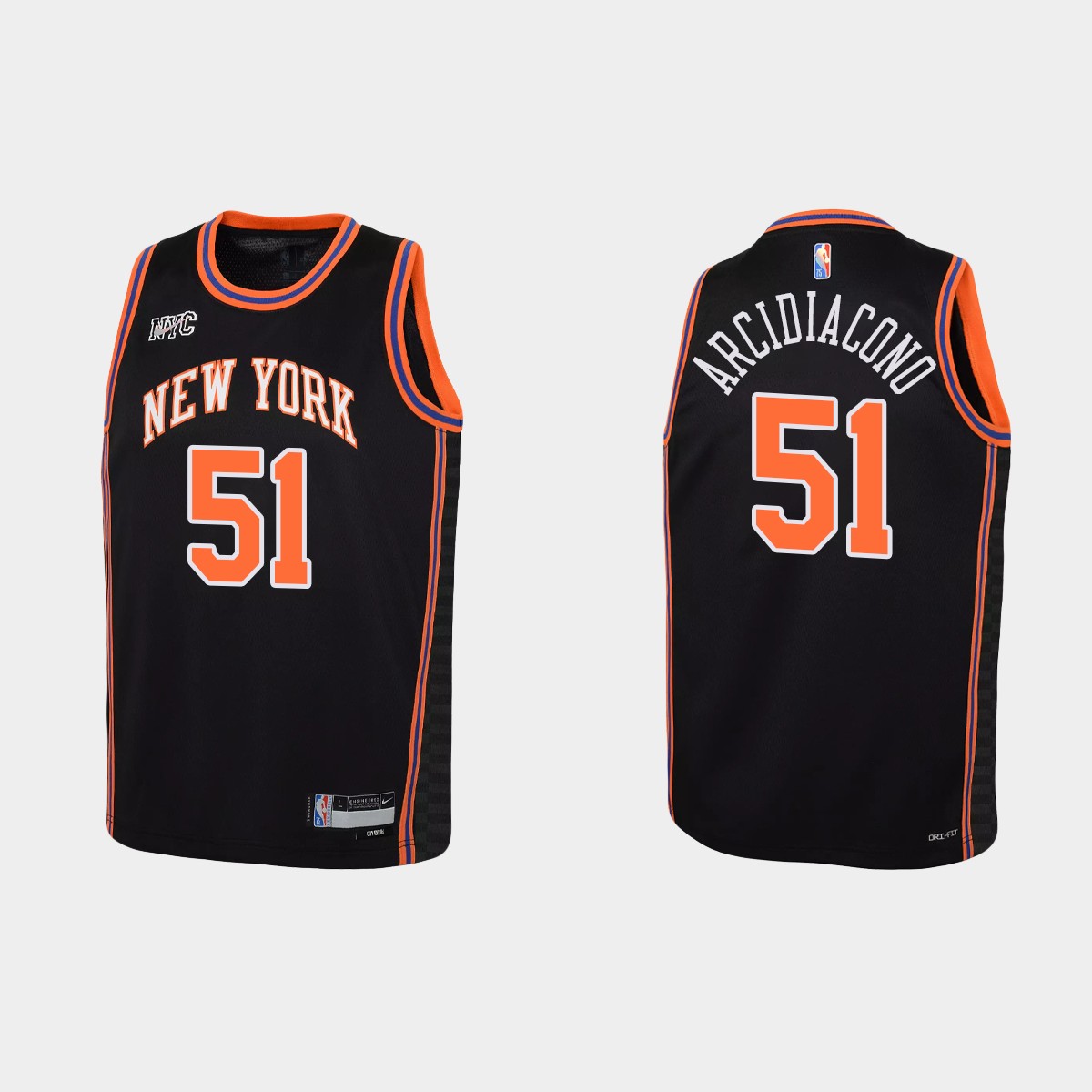 2021-22 New York Knicks #51 Ryan Arcidiacono 75th Anniversary City Black Jersey Youth