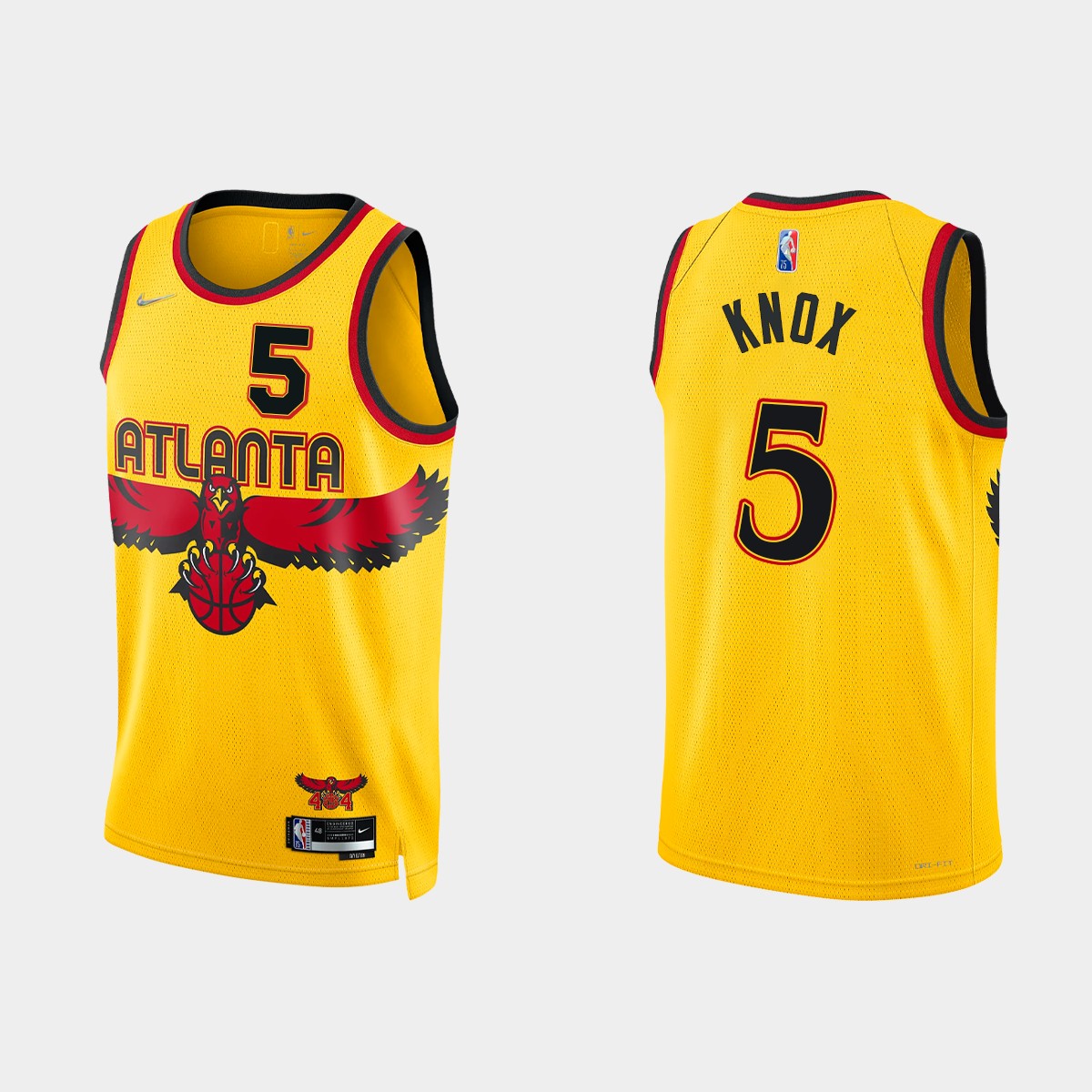2021-22 Atlanta Hawks No. 5 Kevin Knox 75th Anniversary City Gold Jersey