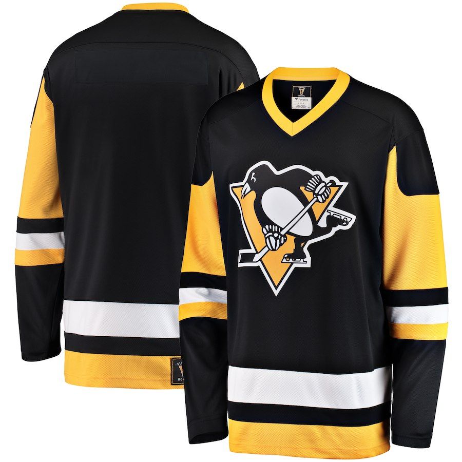 Men Pittsburgh Penguins Black Premier Breakaway Heritage Blank Jersey