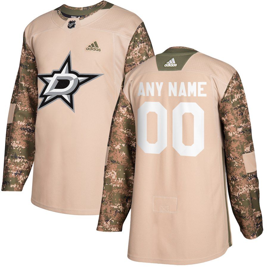 Men Dallas Stars Camo Veterans Day Custom Practice Jersey