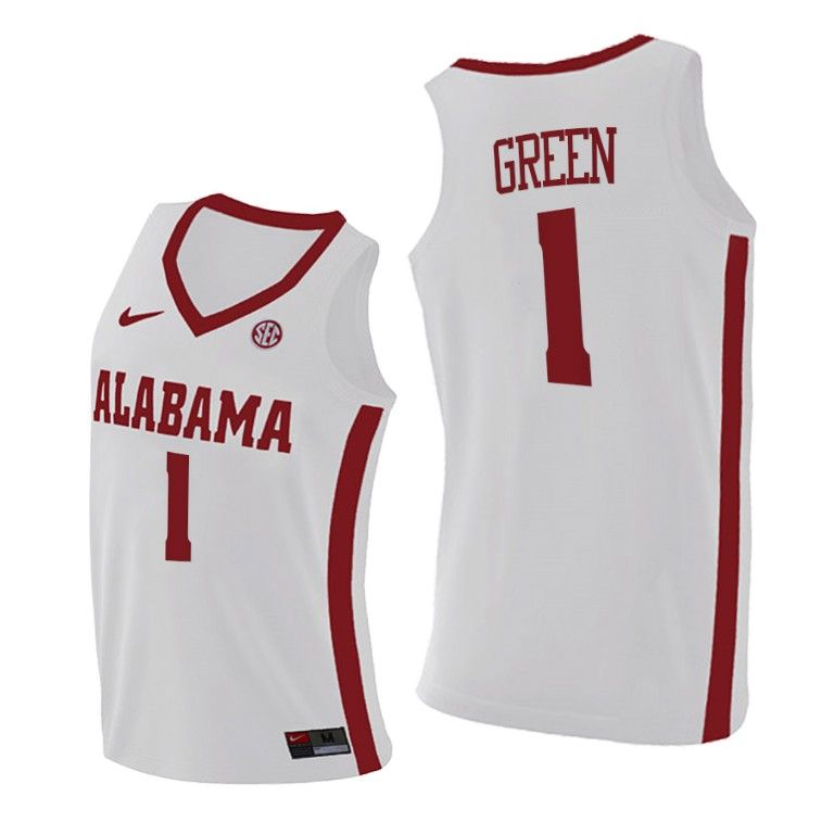 Men Alabama Crimson Tide JaMychal Green #1 White Replica Jersey