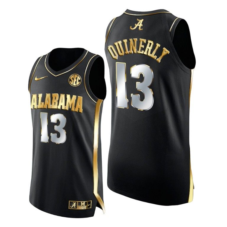 Men Jahvon Quinerly Black Golden Alabama Crimson Tide 2021 March Madness Sweet 16 Jersey