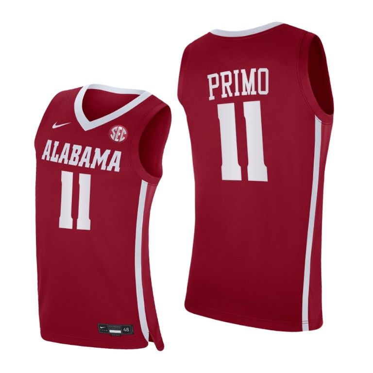 Men Alabama Crimson Tide Joshua Primo #11 Crimson Replica 2021 Jersey