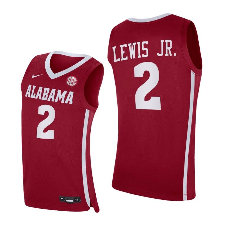 Men Alabama Crimson Tide Kira Lewis Jr. #2 Crimson Replica Jersey