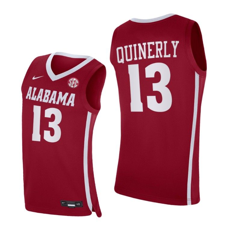 Men Alabama Crimson Tide Jahvon Quinerly #13 Crimson Replica 2021 Jersey