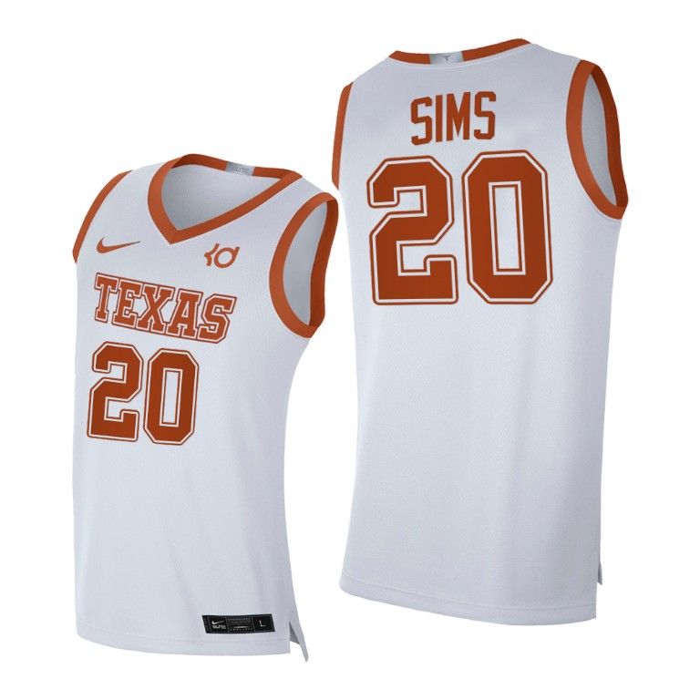 Men Texas Longhorns Jericho Sims #20 White Alumni Player 2020-21 Jersey