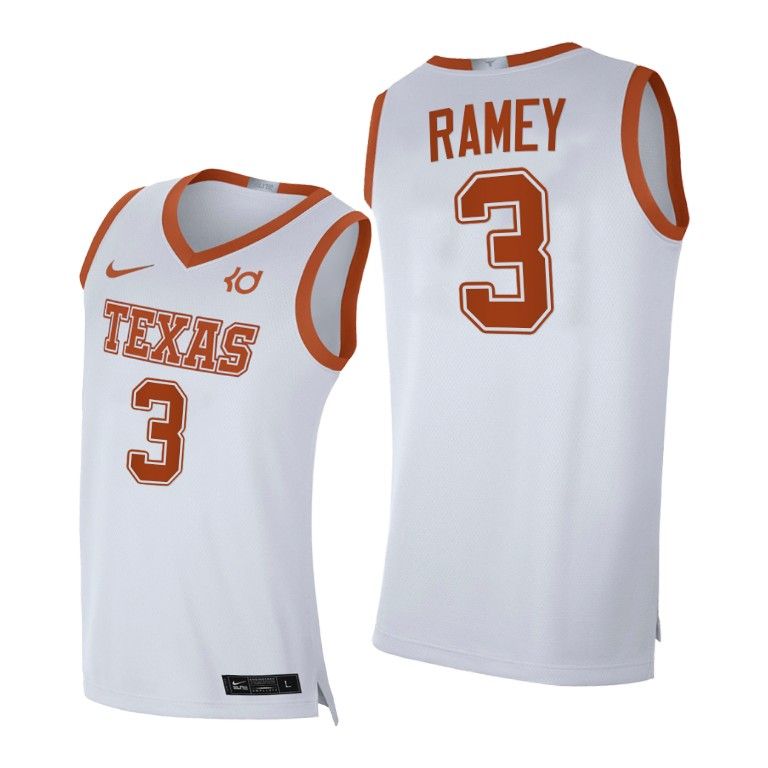Men Texas Longhorns Courtney Ramey #3 White Alumni Player 2020-21 Jersey