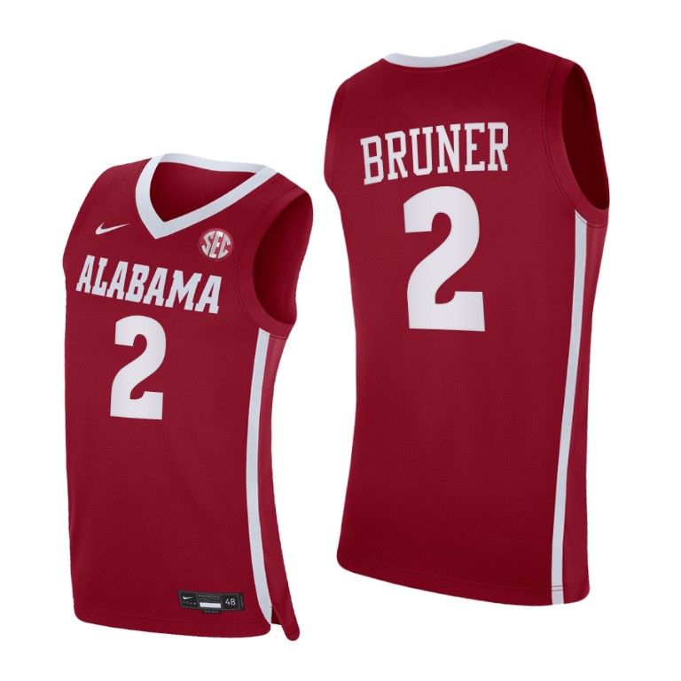 Men Alabama Crimson Tide Jordan Bruner #2 Crimson Replica 2021 Jersey