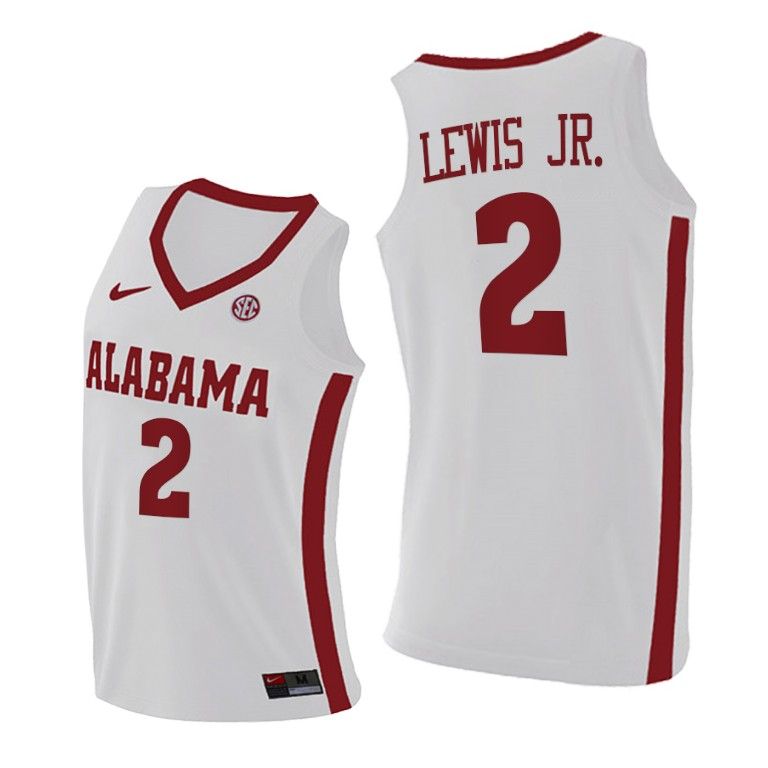 Men Alabama Crimson Tide Kira Lewis Jr. #2 White Replica Jersey