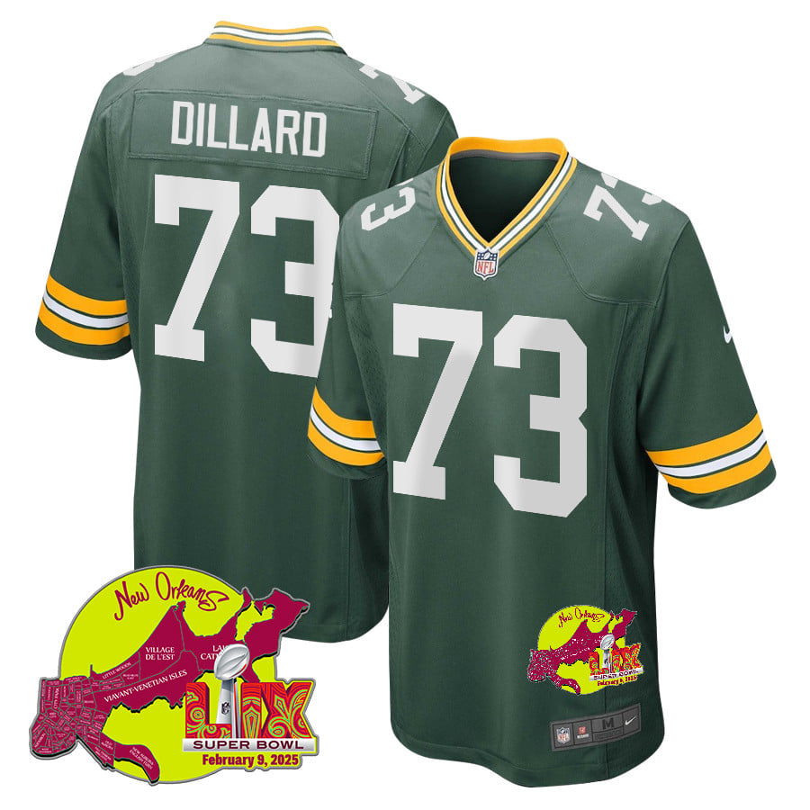 NFL Andre Dillard 73 Green Bay Packers Super Bowl LIX New Orleans Patch Game Men Jersey – Green