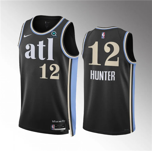 Atlanta Hawks #12 De’Andre Hunter 2023/24 Black City Edition Stitched Basketball Jersey