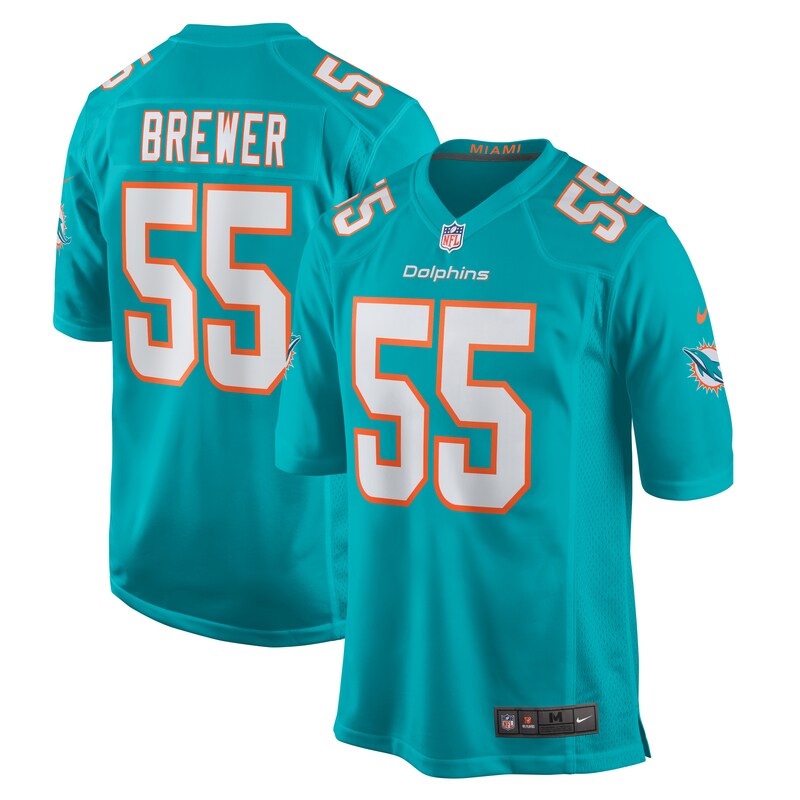 NFL Aaron Brewer Miami Dolphins Game Jersey – Aqua