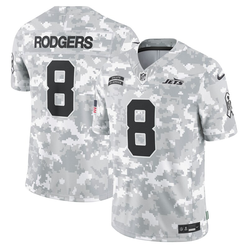 Aaron Rodgers New York Jets 2024 Salute to Service Limited Jersey – Arctic Camo