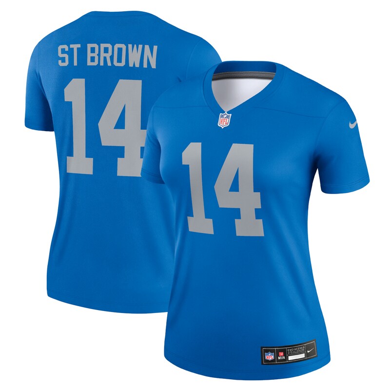 NFL Amon-Ra St. Brown Detroit Lions Women Alternate Legend Player Performance Top – Blue