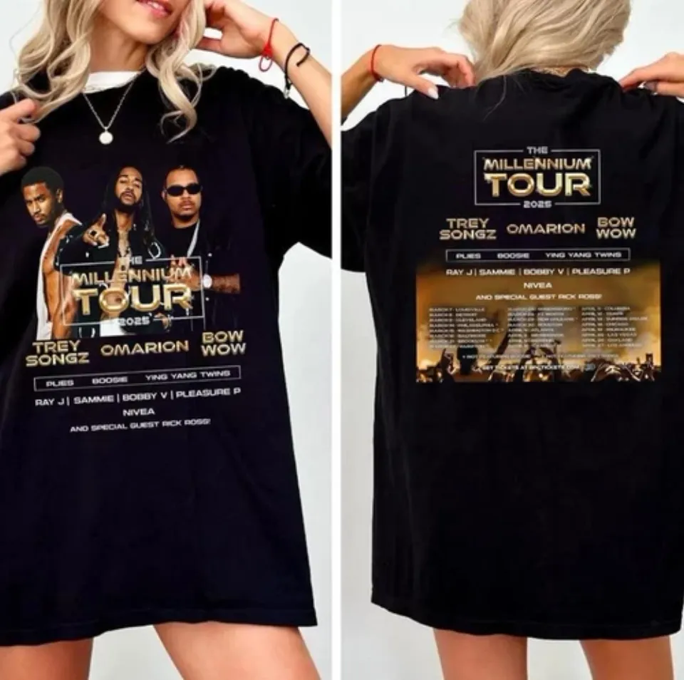 Millennium Tour 2025 T-Shirt, 2000S Hip-Hop Concert Tee Unisex Shirt
