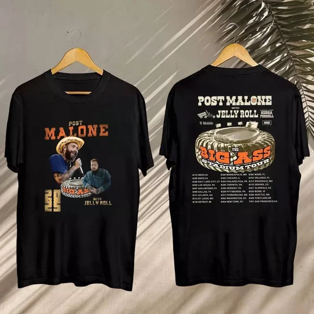 2025 Post Malone Big Ass Stadium Tour Shirt Post Malone And Jelly Rll Shirt