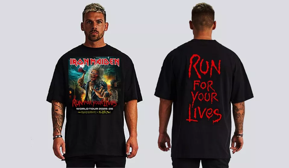 Iron Maiden World Tour 2025 Run For Your Lives Front & Back Print Black T Shirts