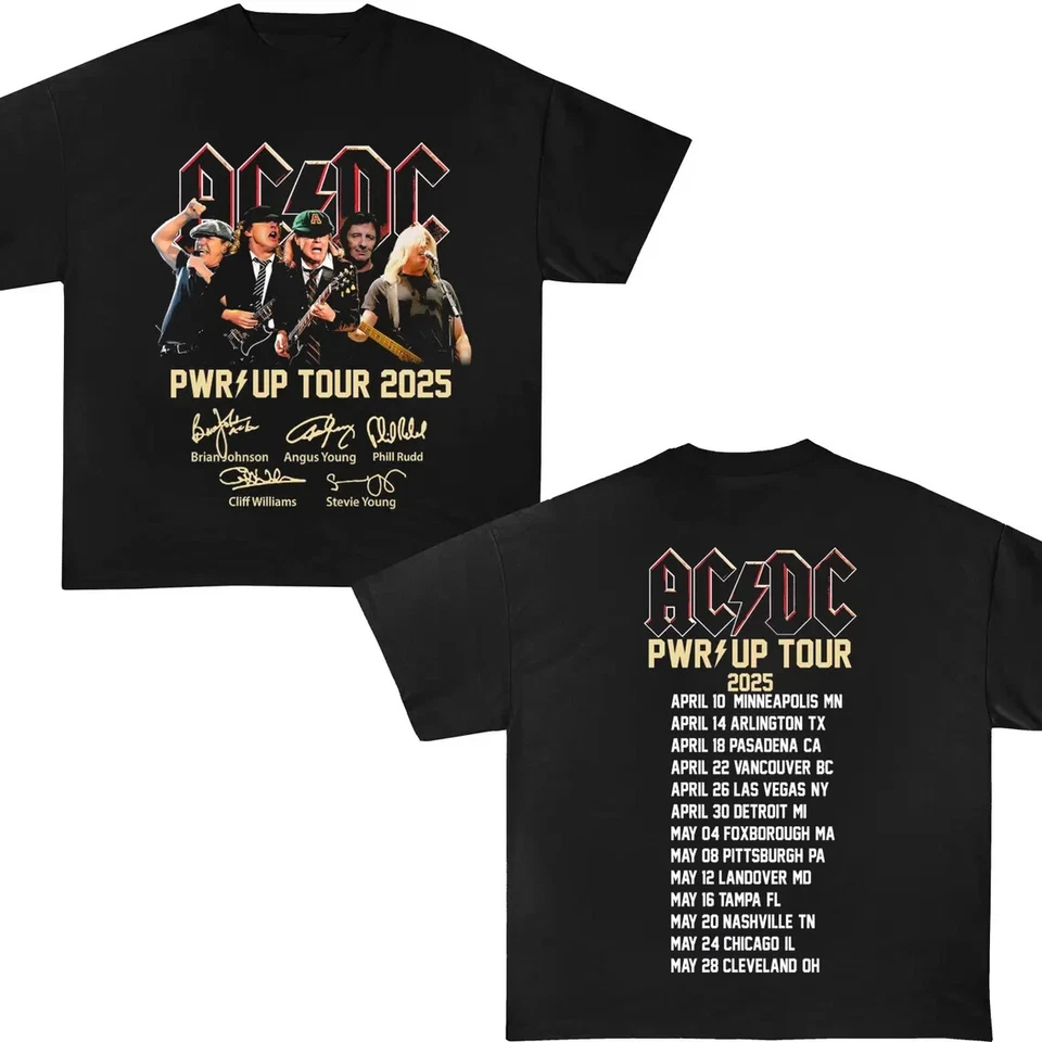 New Ac/Dc Pwr Up World Tour 2025 Unisex Cotton T-Shirt