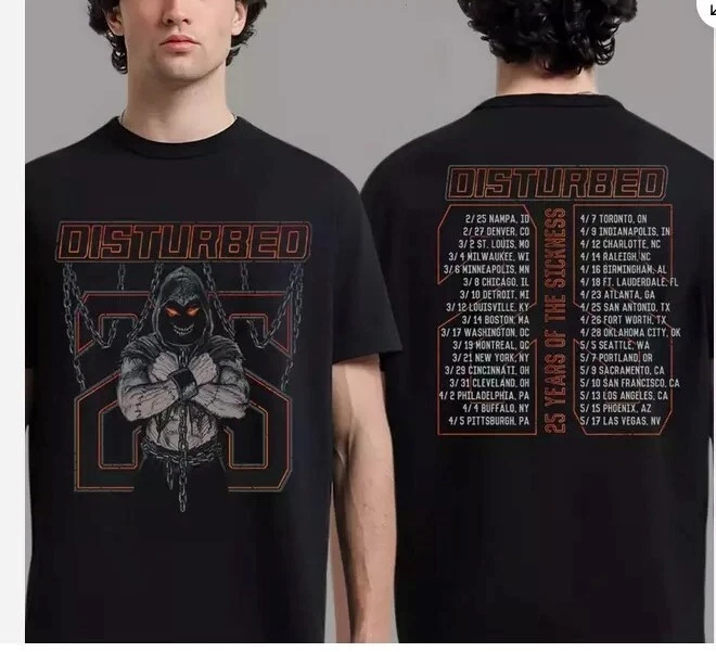 Disturbed The Sickness Chains 2025 Tour T-Shirt, Fan Gift