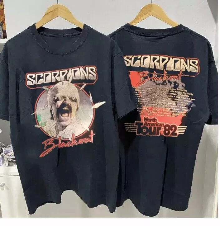 Scorpions Shirt, Scorpions Band Tour 82 Cotton Black Unisex T-Shirt