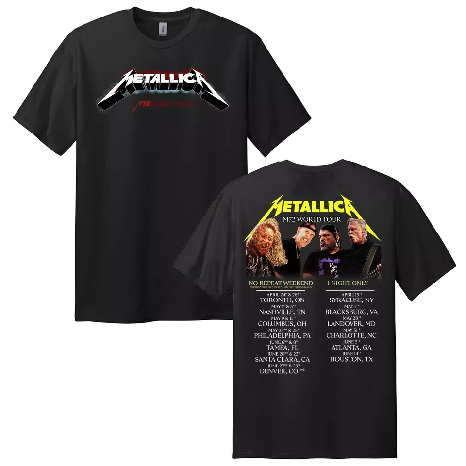 New Metallica M72 World Tour 2025 T-Shirt All Sizes S-3Xl Music Rock Gift Fans
