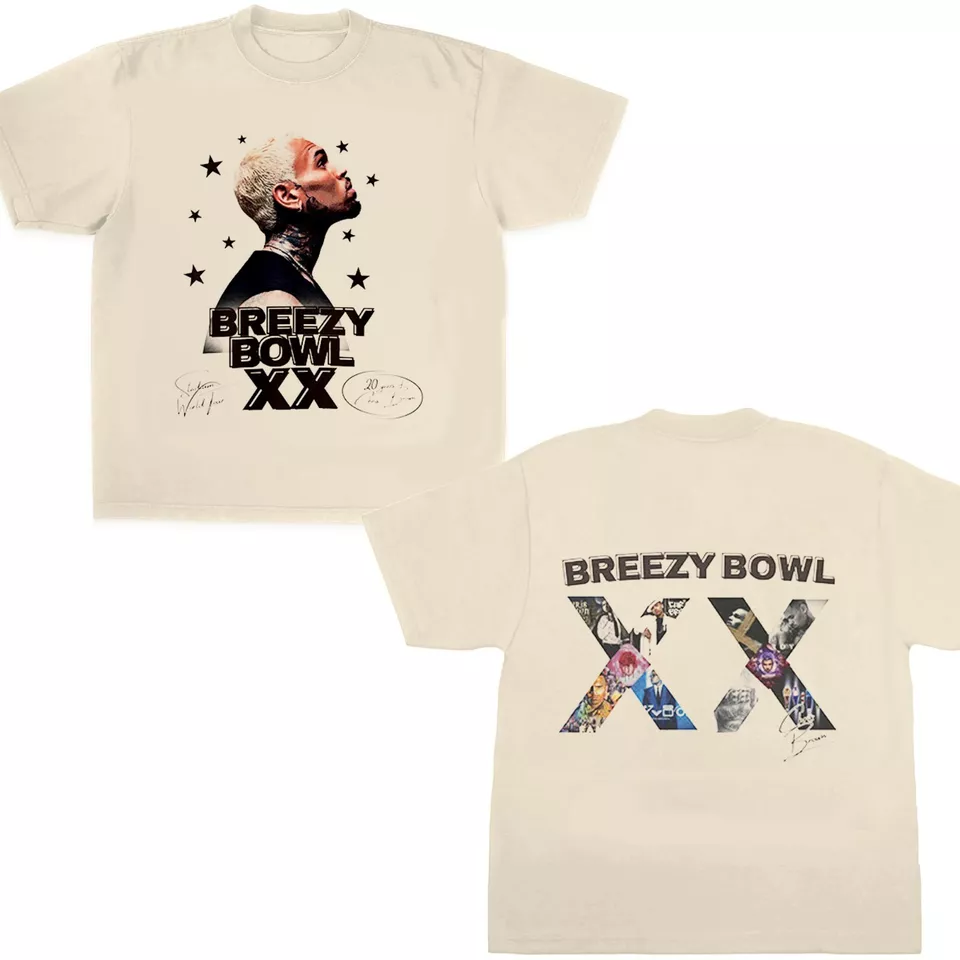 New Chris Brown Breezy Bowl Xx Tour 2 Sided T Shirt, Chris Brown Album,Gift For Fan