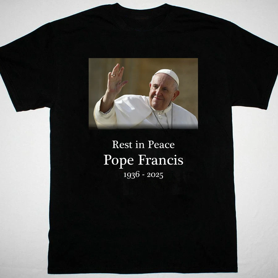 Pope Francis Memory T-Shirt Short Sleeve S-3Xl, Rip Pope Francis Funeral T Shirt