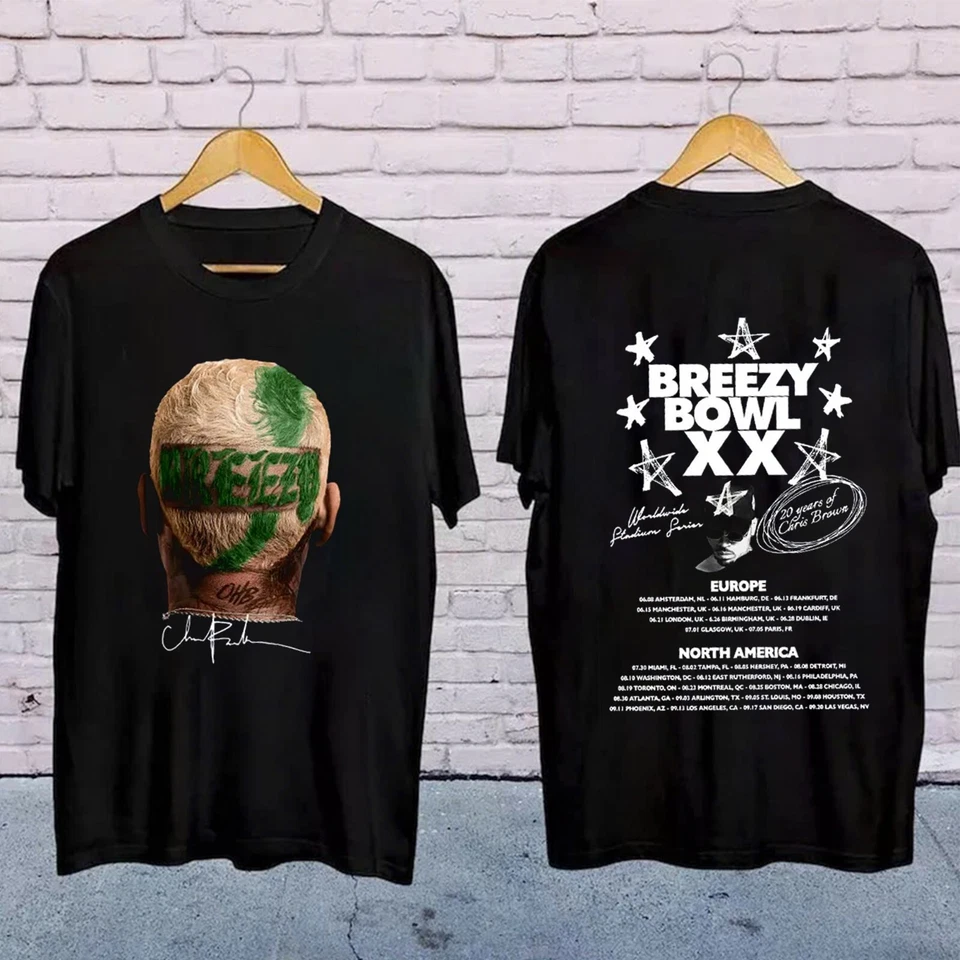 New Chris Brown Breezy Bowl Xx Tour 2 Sided T Shirt Unisex S-3Xl,Gift For Fan,Hiphop