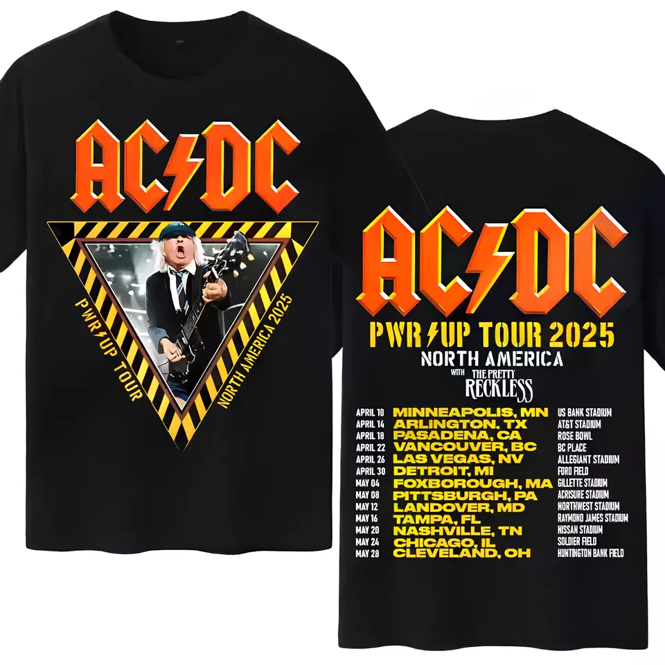 Power Up Tour 2025 Unisex T Shirt, Ac/Dc Band Shirt, Band 52 Years Rare Vintage