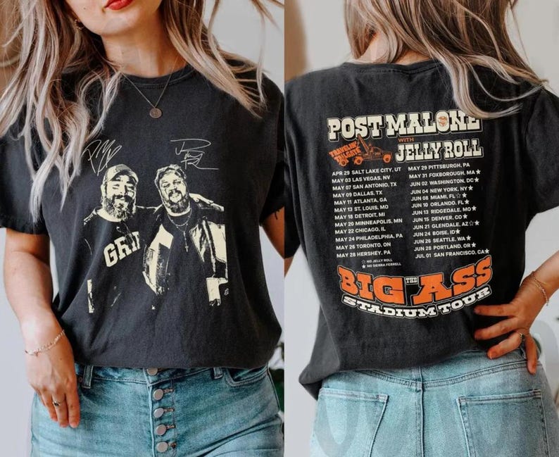 New Vintage Post Malone Tour Shirt, Big Ass Stadium Tour, Comfort Colors Posty 2025 Tour, Jelly Roll Shirt, Posty Tour Merch,Country Music Shirt